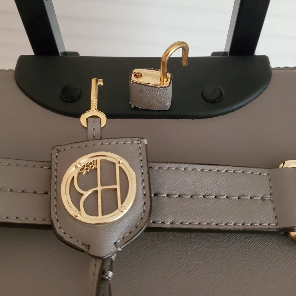 henri bendel Gray Leather Carry-On Cabin Suitcase